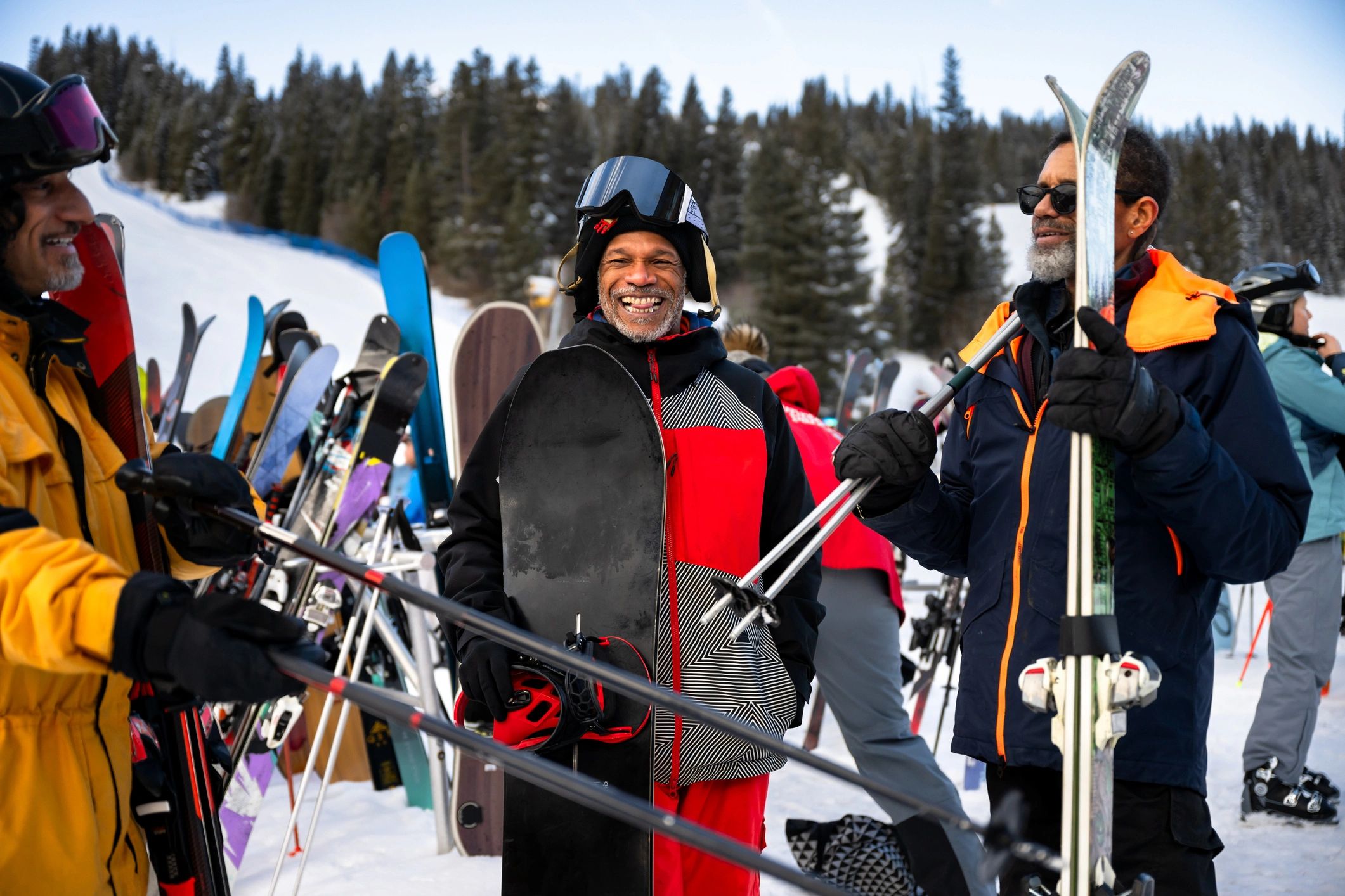 Ski event sponsors networking on the slopes